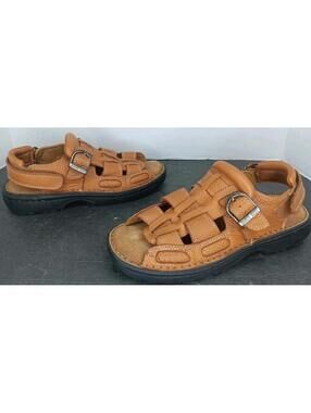 Earth Shoe Floater 5 Men Sz 8 Tan Leather Fisherman Sandal 5201497 Rugged